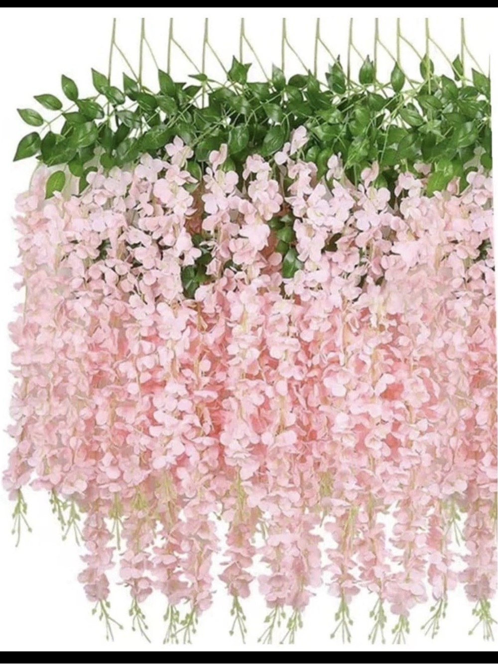 4 Packs of 10 Soft Pink Hanging Wisteria Stem - Decorative Home Accent